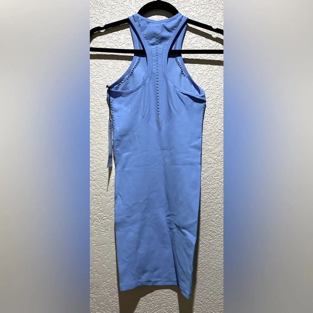 ALO Yoga NWT Seamless Open Air Racerback Dress Azure Blue Size S